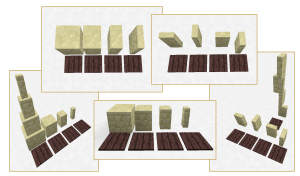 Песчаниковая колонна в разных конфигурациях(относительно нажимных плит)